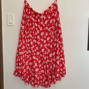 Karl Lagerfeld Vibrant Red A-Line Skirt with White Floral Design